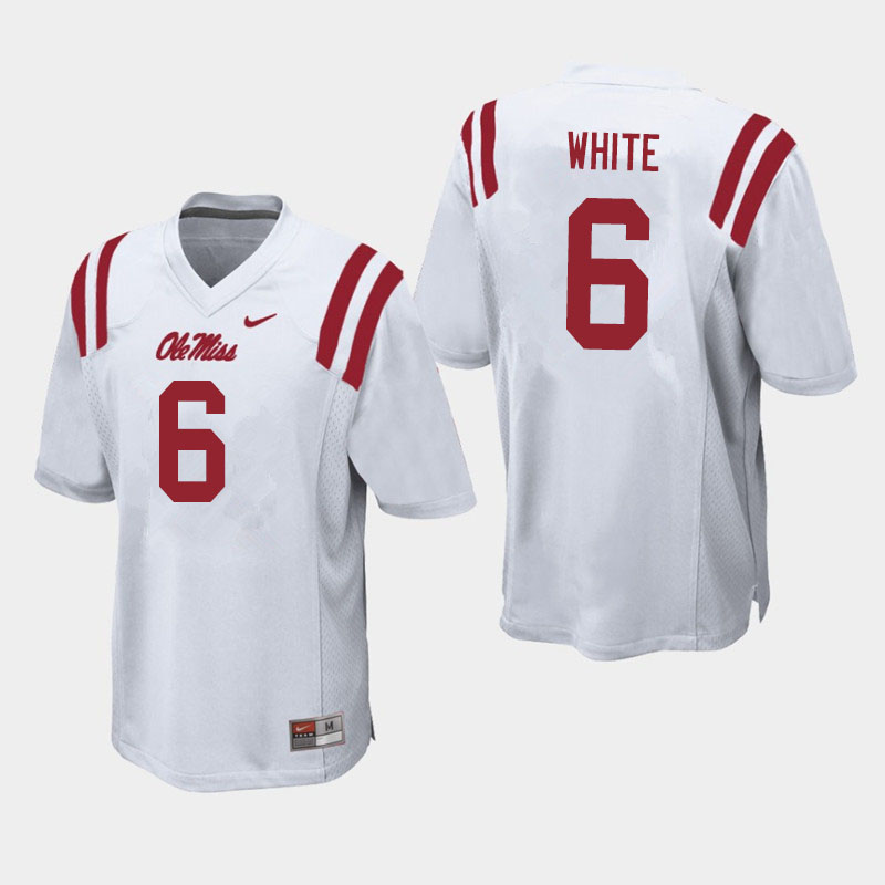Kam'Ron White Ole Miss Rebels NCAA Men's White #6 Stitched Limited College Football Jersey YGD3758PC